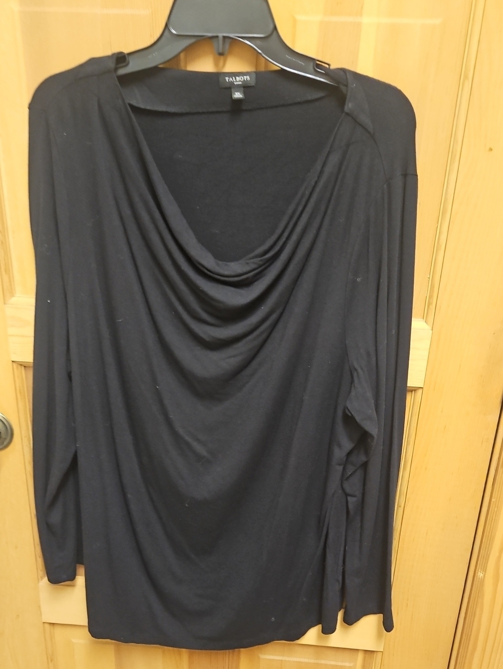 Talbots Black Long-Sleeve Cowl Neck Top 2xl